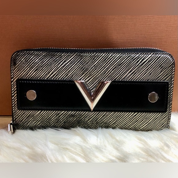 Louis Vuitton Black and Silver Striped Wallet - Picture 1 of 14